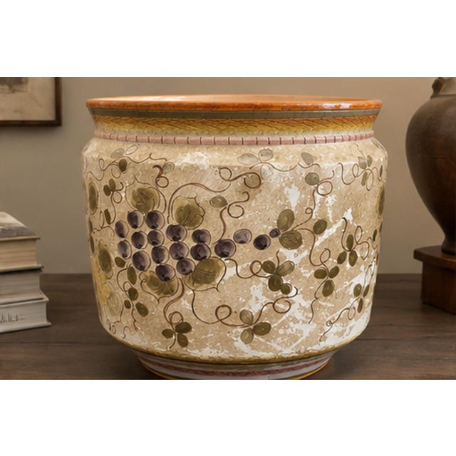 Italian Ceramic Jardinière with Floral Decoration, 2003 For Sale - Image 4 of 6