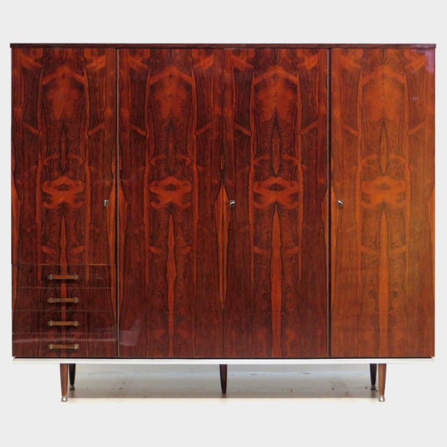Wood Mid-Century Modern 4-Door Wardrobe in Rosewood, 1960s For Sale - Image 7 of 7