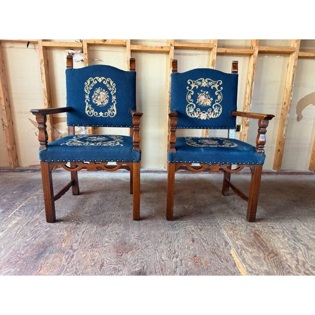 Renaissance Early 20th Century Antique Renaissance Style Carved Walnut Dining Chairs, Set of 6 For Sale - Image 3 of 16