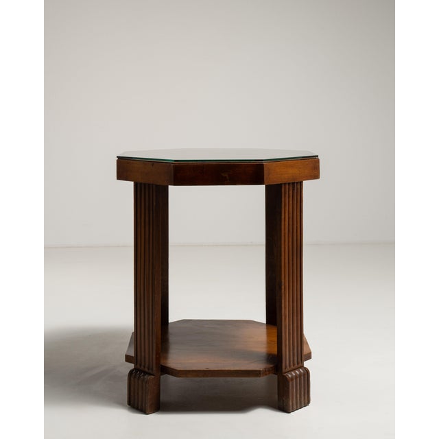 Glass 1920s France Art Deco Amber Glass Side Table For Sale - Image 7 of 15