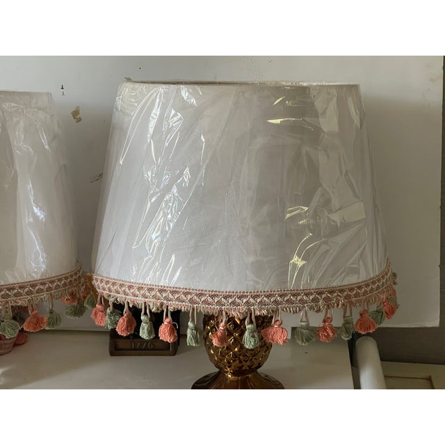 Shabby Chic 1990s Shabby Chic Textile Alamo Shades With Fringed Trim - Pair For Sale - Image 3 of 4