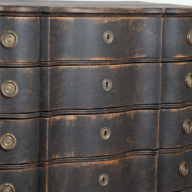 Late 18th Century Danish Black Painted Oak Rococo Chest of Four Drawers For Sale - Image 9 of 15