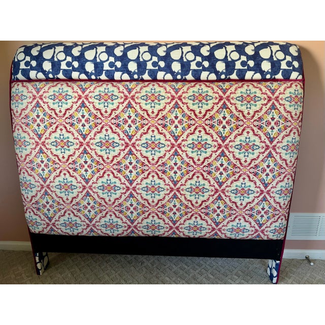 Newly Upholstered Full Headboard in Kelly Ripa Home "Seen & Heard" Fabric For Sale - Image 4 of 5