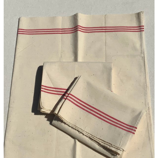 Set of 3 Antique French Red Stripe Torchon Linen Kitchen Towels, South of France, Early 20th Century For Sale - Image 14 of 18