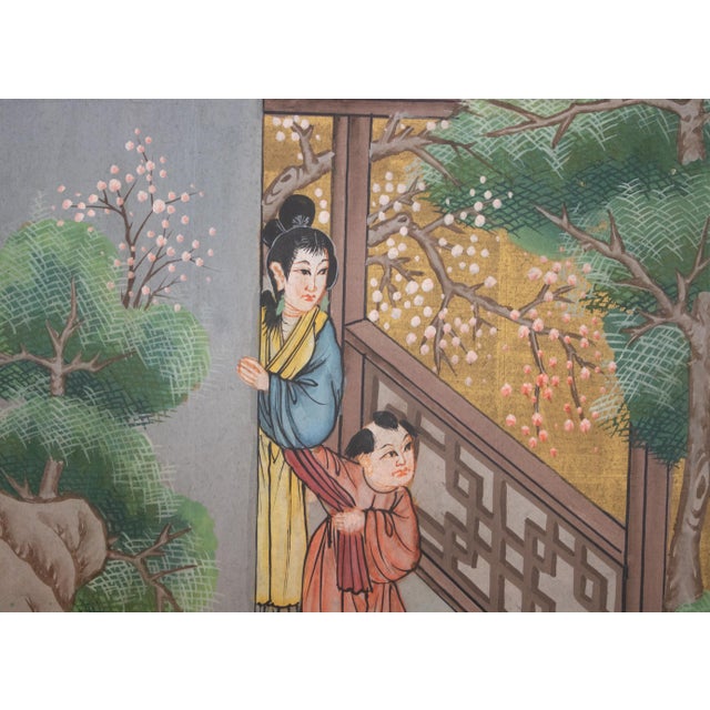 C. 1940s Vintage Chinese Painted Folding Screen "Flying Kites" For Sale In Dallas - Image 6 of 16
