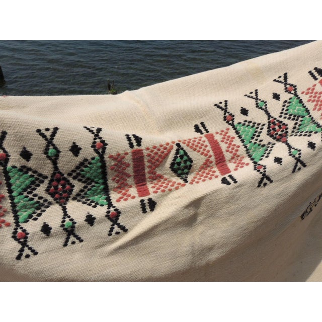 Vintage Turkish Orange and Green Woven Wall Hanging For Sale - Image 9 of 10