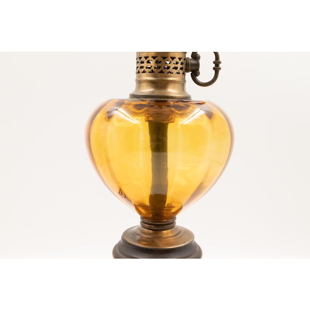 1950s 1950s Hollywood Regency Style Amber Glass Lamp For Sale - Image 5 of 5