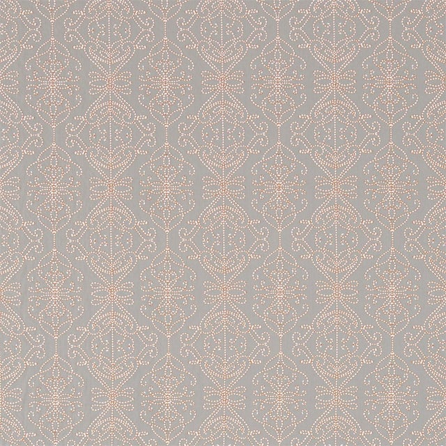 Harlequin Java Fabric in Stone/Papaya For Sale