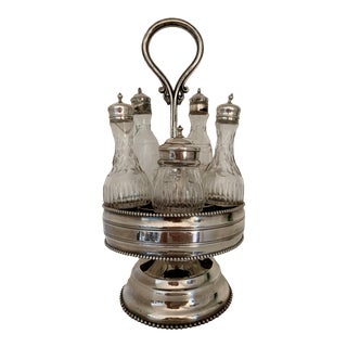 Silver Plate Grande Caster Cruet Set - Set of 11 Pieces For Sale