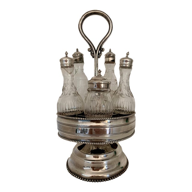 Silver Plate Grande Caster Cruet Set - Set of 11 Pieces For Sale