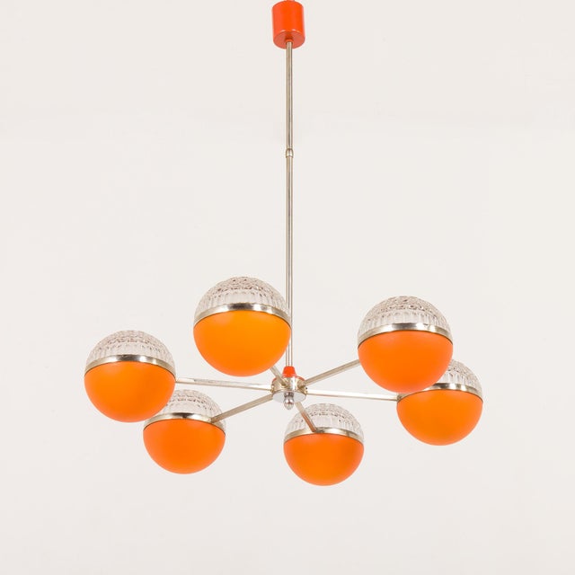 Glass Italian Space Age Chandelier with Crystal Glass Shades, 1970s For Sale - Image 7 of 18