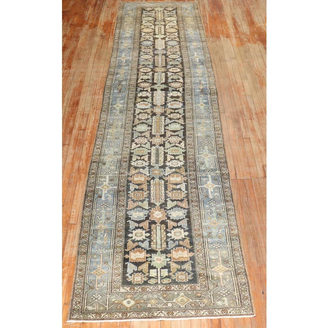 Antique Zabihi Collection Wide Persian Heriz Runner - 3'7" x 15'9" For Sale - Image 11 of 11