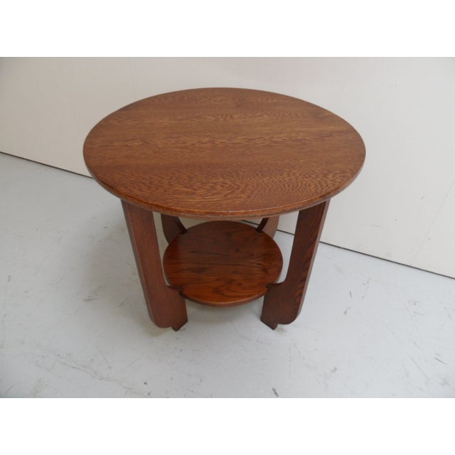 Art Deco Round Oak Coffee Table, 1920s For Sale - Image 9 of 10