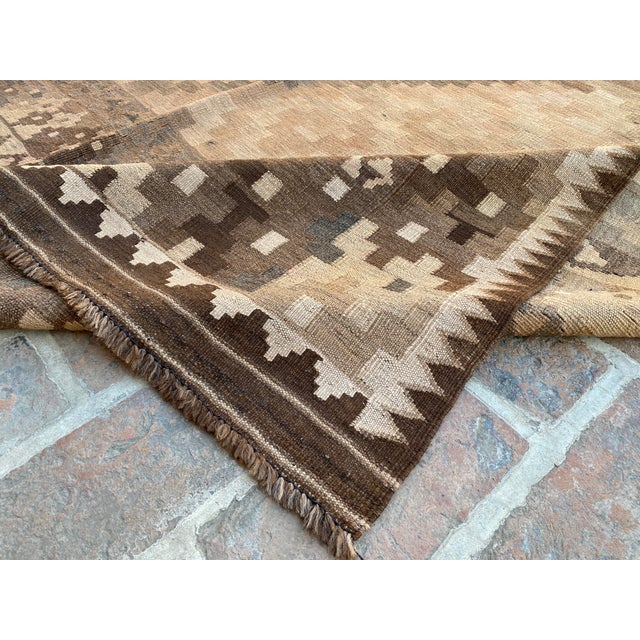 Handwoven Vintage Kilim Rug in Beige, Brown and Soft Gray, 9.6 X 16.1 Ft For Sale - Image 10 of 15