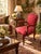 1990s Ethan Allen French Louis XV Style Carved Cherry Armchair in Red & Gold For Sale - Image 5 of 12