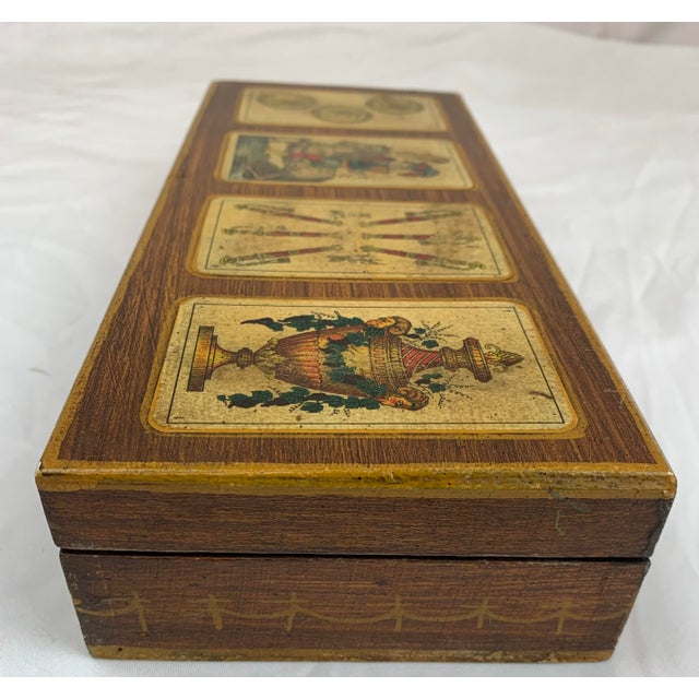 Late 19th Century Antique Italian Playing Card Wood Box For Sale - Image 4 of 6