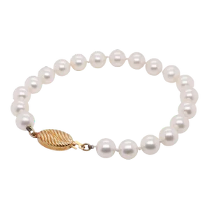 Vintage 18k Gold & Cultured Pearl Single Strand Bracelet