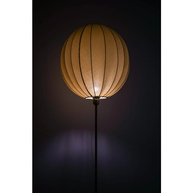 Floor Lamp in Brass with Fabric Shade, 1950s For Sale - Image 6 of 9