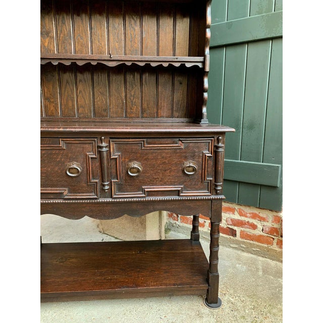 Antique English Oak Welsh Dresser Sideboard Hutch Jacobean Farmhouse