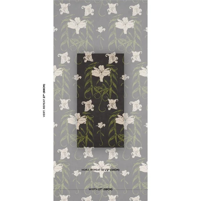 Lady Lilith derives its leafy, trumpet-shaped lilies from a 19th-century Dutch illuminated calendar. Redrawn and hand-...