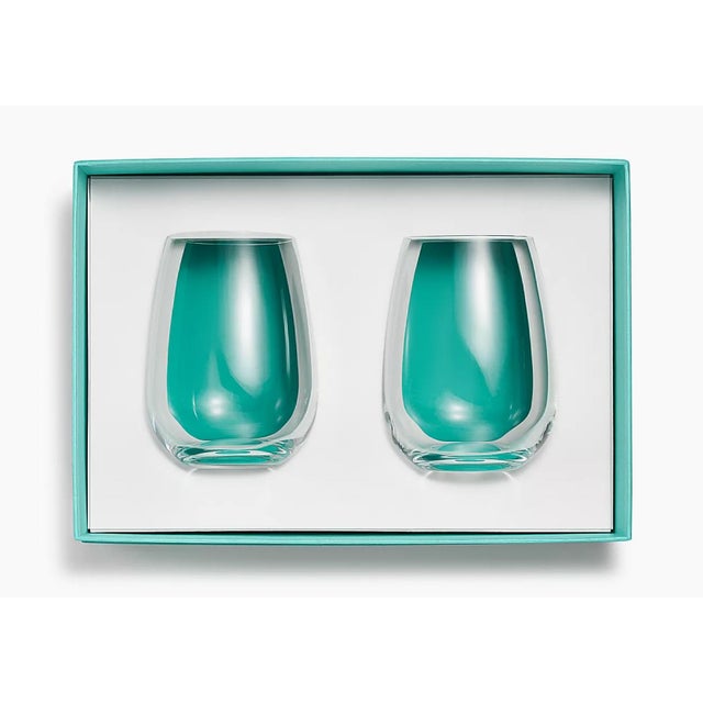 Contemporary Tiffany & Co. Stemless White Wine Glasses in Box- Set of 2 For Sale - Image 3 of 6