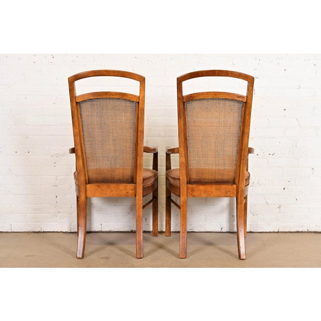 Drexel Heritage Mid-Century Modern Walnut and Cane High Back Dining Chairs, Set of Six For Sale - Image 11 of 12