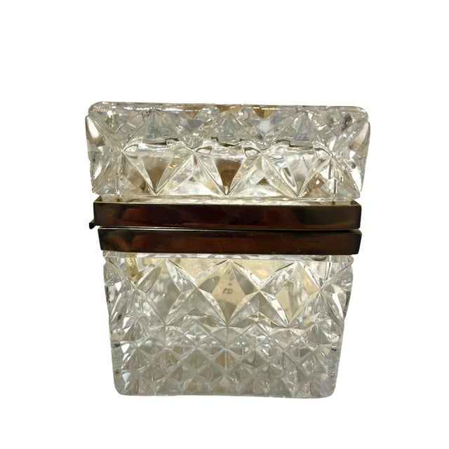 French Antique French Cut Crystal Box With Bronze Mounts For Sale - Image 3 of 6