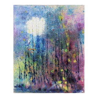 Fireflies in the Forest - Abstracted Landscape in Acrylic on Canvas by Charles David Francis For Sale