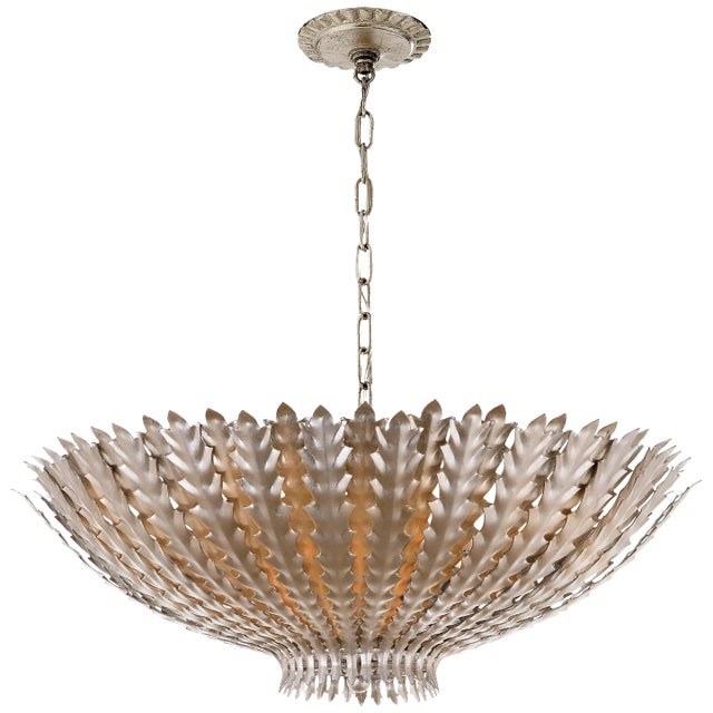 AERIN for Visual Comfort Signature Hampton Medium Chandelier in Burnished Silver Leaf For Sale