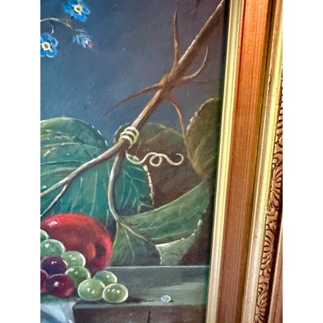 1970s Large Framed Vintage Oil on Canvas Victorian Style Floral Painting For Sale - Image 5 of 13