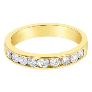 Half Carat Channel Set Diamond Wedding Band 14k Yellow Gold, Size 3 For Sale