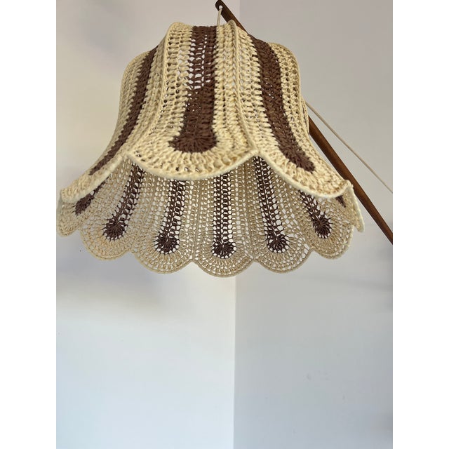 1960s Mid-Century Modern Teak and Sisal Swing-Arm Wall Lamp, 1960s For Sale - Image 5 of 9