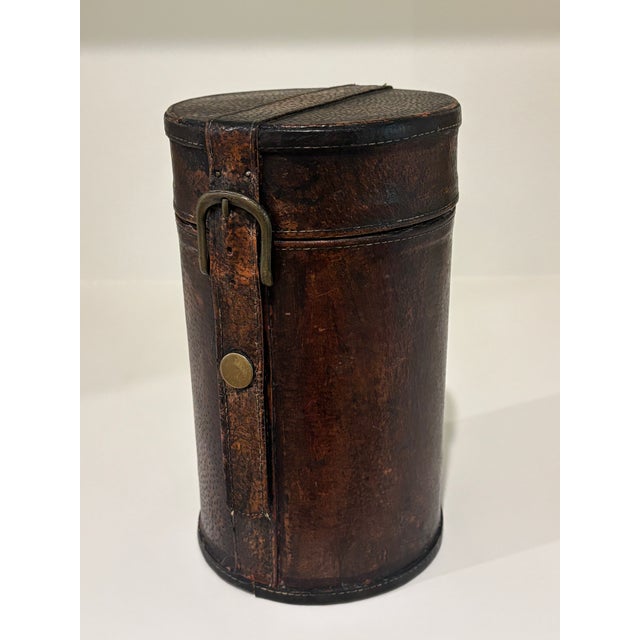Brown Antique Edwardian English Leather Spirits Bottle Travel Case / Box / Antique Bar Decor For Sale - Image 8 of 11