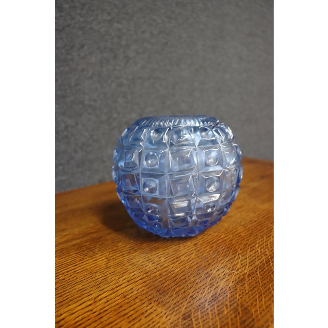 Mid-Century Modern Czech Libochovice Blue Glass Ball Vase For Sale - Image 3 of 8