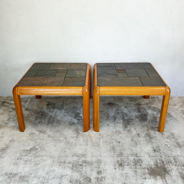 Mid-Century Modern Danish Modern Coffee Tables in Slate and Teak by Poul H Poulsen for Gangso Mobler, 1970s, Set of 2 For Sale - Image 3 of 13
