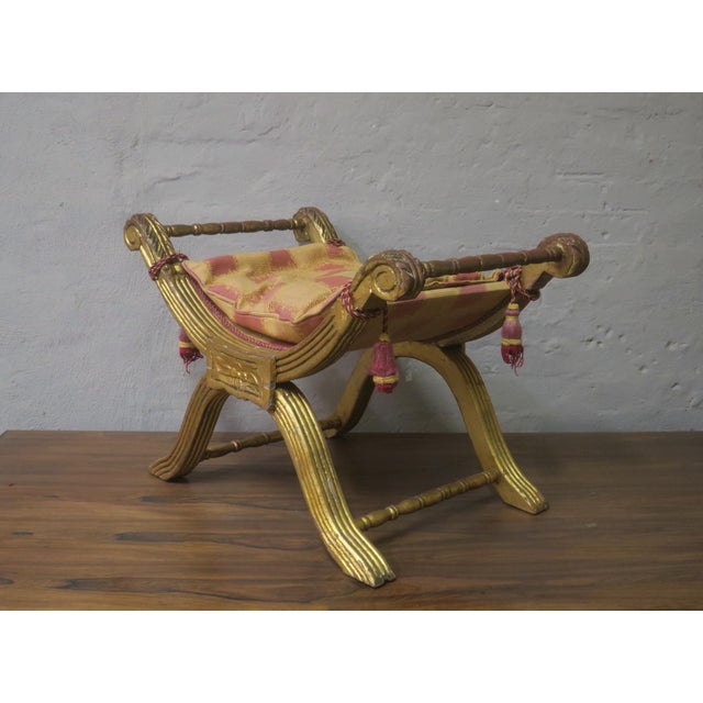 Antique Parcel Gilt Cruciform Stool For Sale - Image 4 of 9