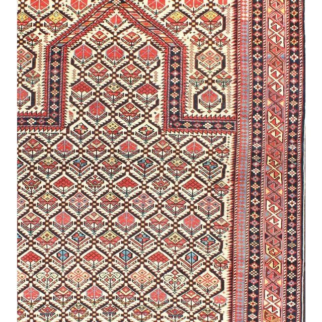 Tribal Antique 19th Century Caucasian Shirvan Rug With Prayer Design in Ivory For Sale - Image 3 of 5