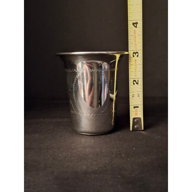 Vintage Esco Sterling Silver Kiddush Cup Beaker Engraved Jewish Judaica For Sale - Image 11 of 12