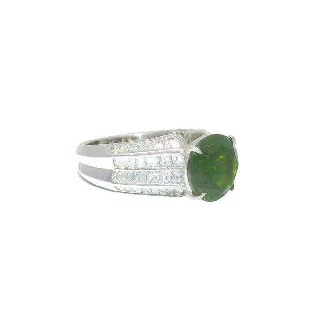 Early 21st Century 3.73 Carat Demantoid Garnet Diamond Platinum Ring, GRS Certified, Size 6 For Sale - Image 5 of 7
