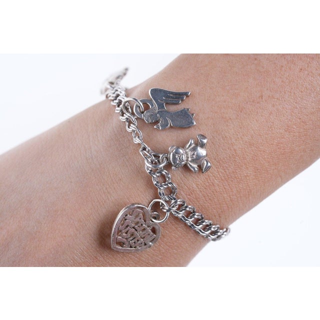 Contemporary 6.75" James Avery Sterling silver Charm bracelet with lots of charms For Sale - Image 3 of 7
