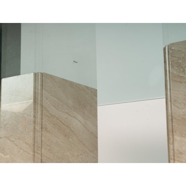 Matched Italian Travertine & Glass Dining Suite | Pedestal Dining Table + Coffee Table, c.1970s For Sale - Image 12 of 18