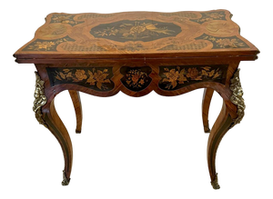 Victorian Inlaid Kingwood Marquetry Ormolu Card Table, France, 1850s