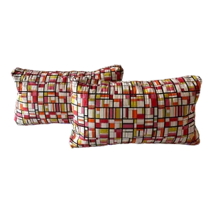 Pair of Mod Vintage Fabric Lumbar Pillow Covers