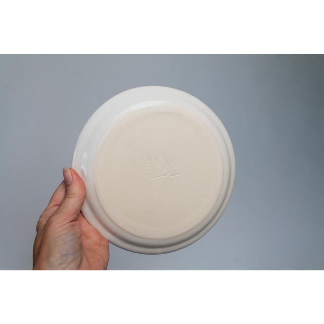 Off-white Vintage Equestrian Studio Art Pottery Plates S/3 For Sale - Image 8 of 9