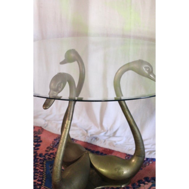 Large Brass Swan Dining Table With a Glass Top From the 1970s For Sale - Image 4 of 18
