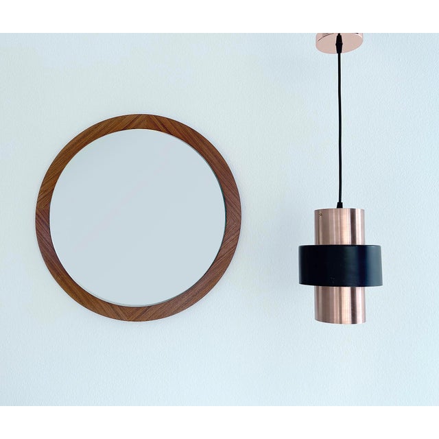 3 Mid century Danish Modern pendant lamp, Hammerborg Design, with a copper central cylinder and a black enameled outer...