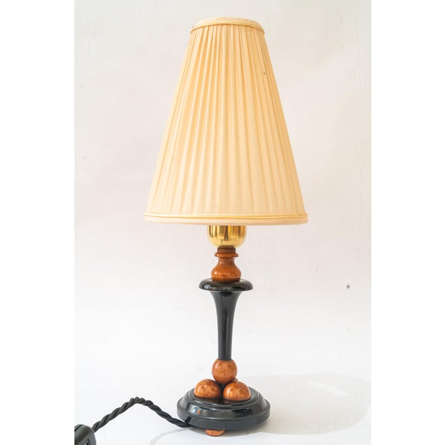 Wood Table Lamp with Fabric Shade, Vienna, Austria, 1950s For Sale - Image 9 of 9