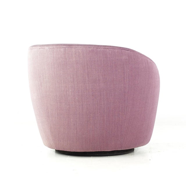 Vladimir Kagan Style Mid Century Nautilus Purple Swivel Lounge Chairs - Pair For Sale - Image 11 of 12