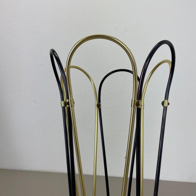 Mid-Century Modernist Bauhaus Metal Brass Umbrella Stand, Germany, 1950s For Sale - Image 13 of 16