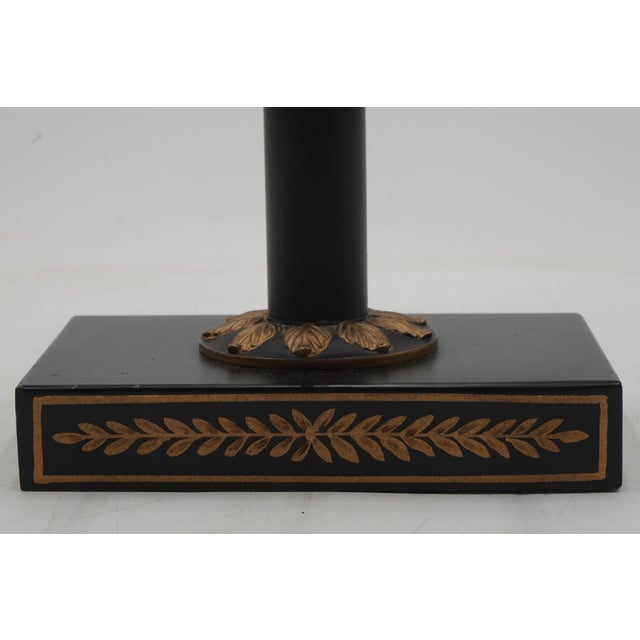 Black 1980s Pair of Black & Gold Toleware Candelabras For Sale - Image 8 of 11